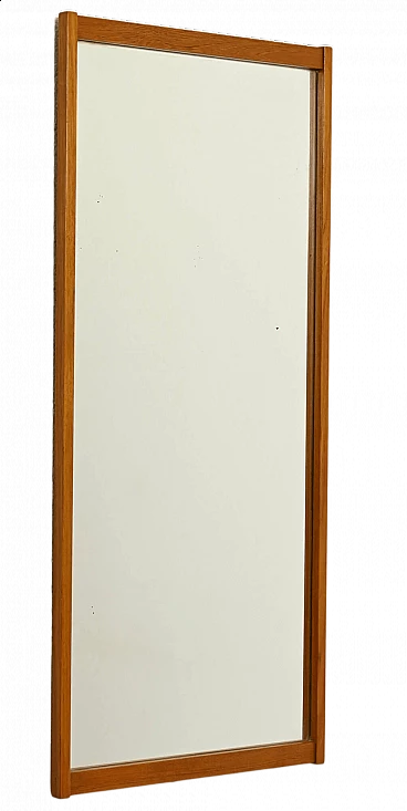 Specchio scandinavo rettangolare con cornice in teak, anni '60