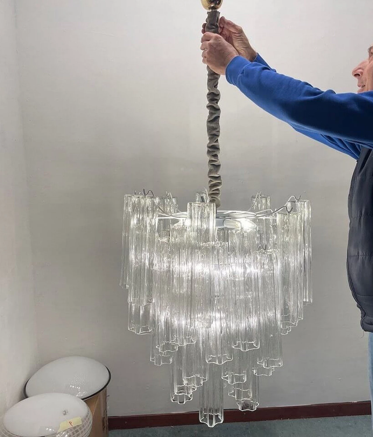 Murano glass Tronchi chandelier, 1980s 16