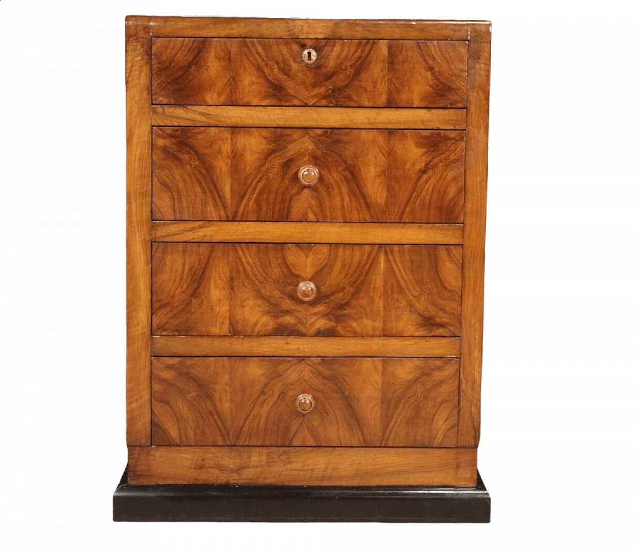 Art Deco walnut veneered and ebonized wood chest of drawers, 1960s 13