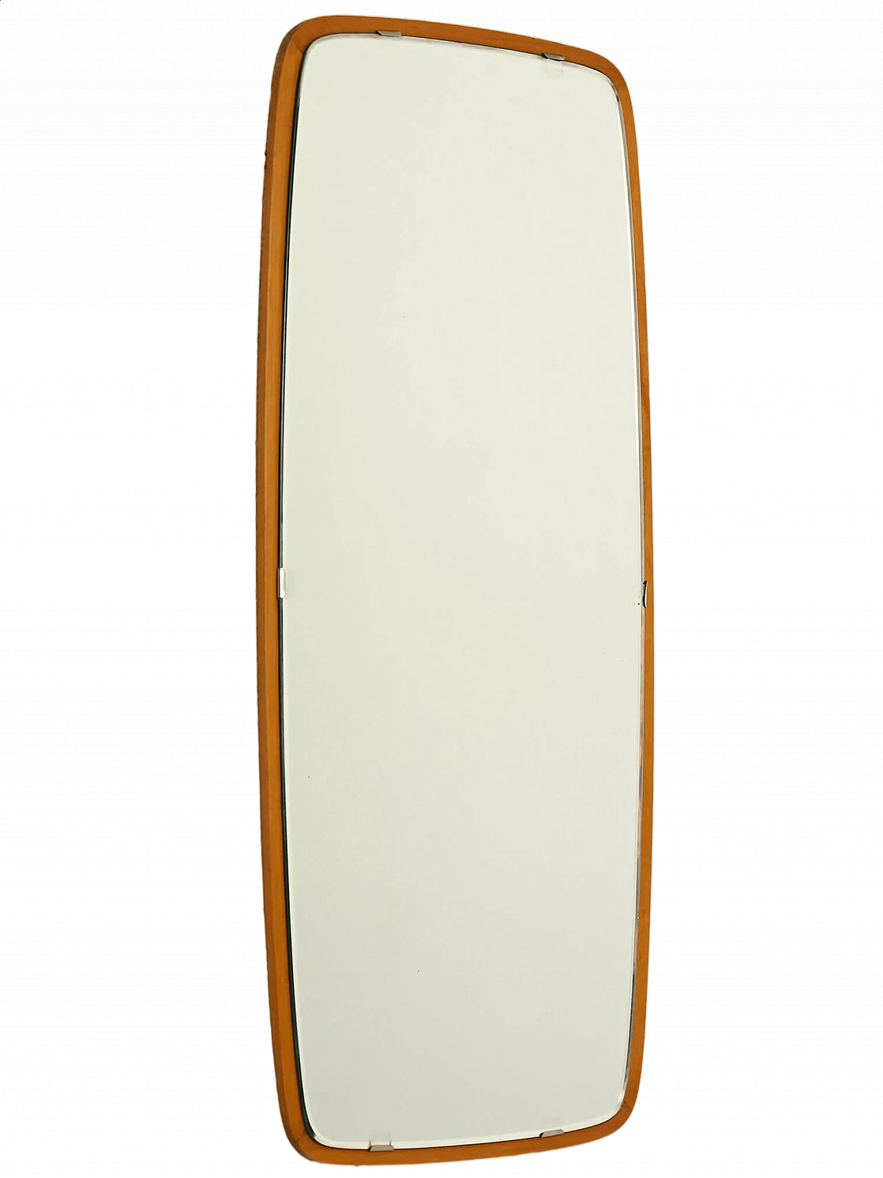 Scandinavian mirror with curved teak frame, 1960s 10