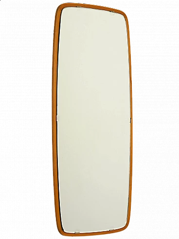 Specchio scandinavo con cornice curva in teak, anni '60