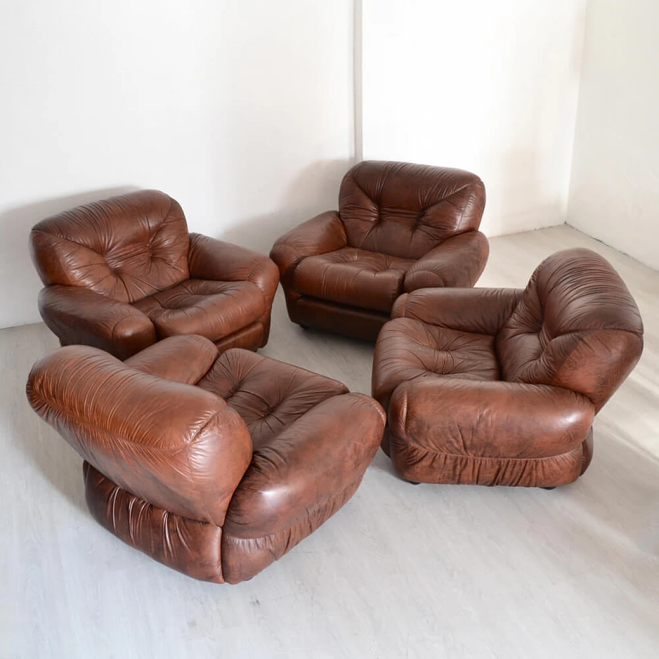 4 Bubble leather armchairs, 1970s 1