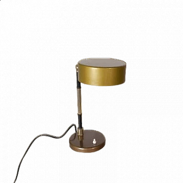 Lampada da tavolo in metallo cromato e rubino in ottone nello stile di Oscar Torlasco, anni '60