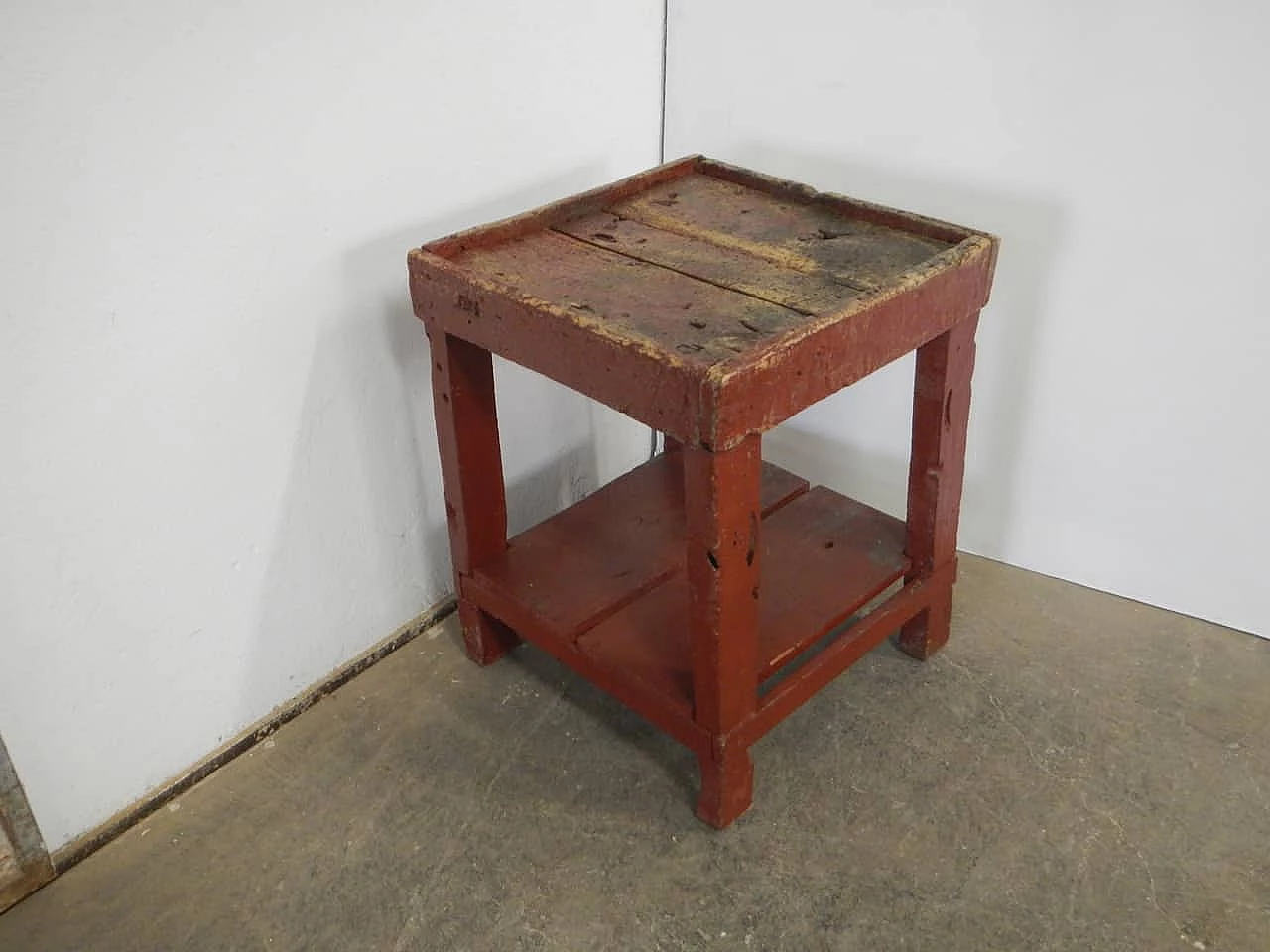 Red varnished spruce welder's work bench, 1970s 2