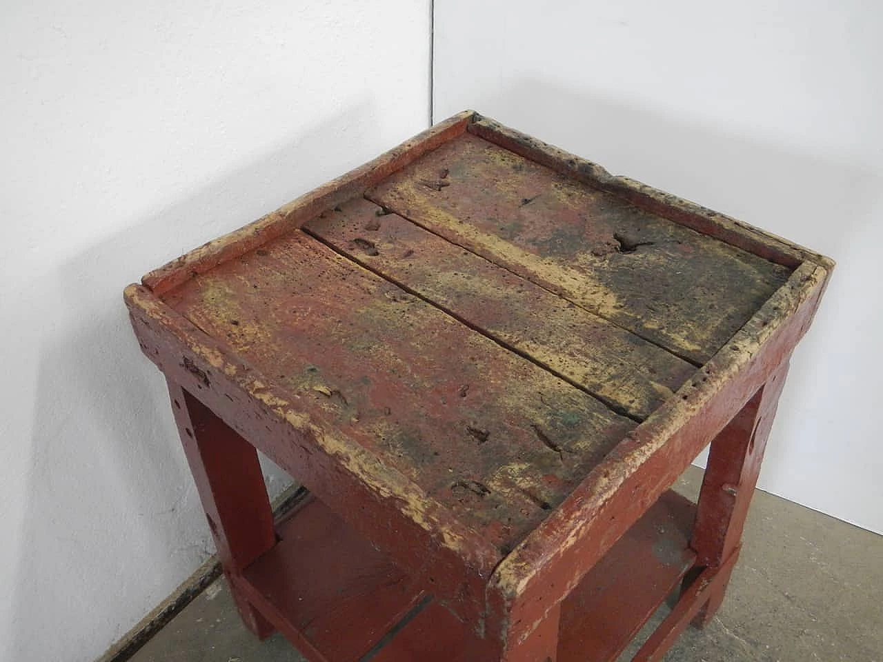 Red varnished spruce welder's work bench, 1970s 5