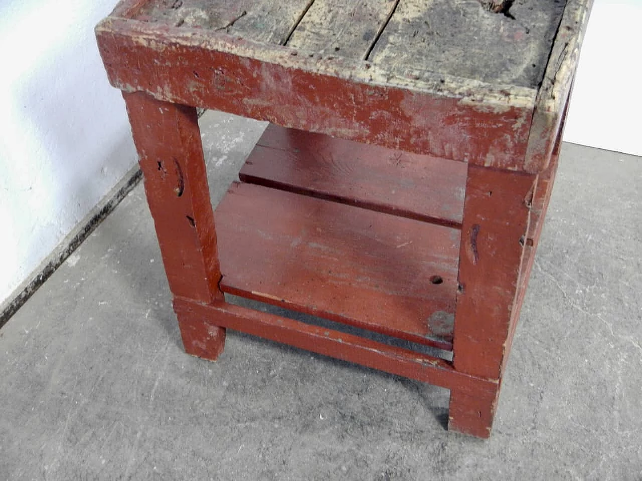 Red varnished spruce welder's work bench, 1970s 8