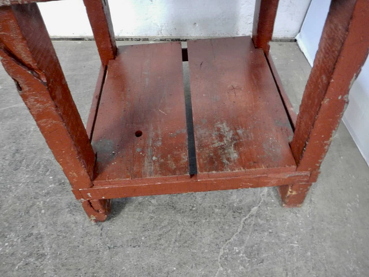 Red varnished spruce welder's work bench, 1970s 9