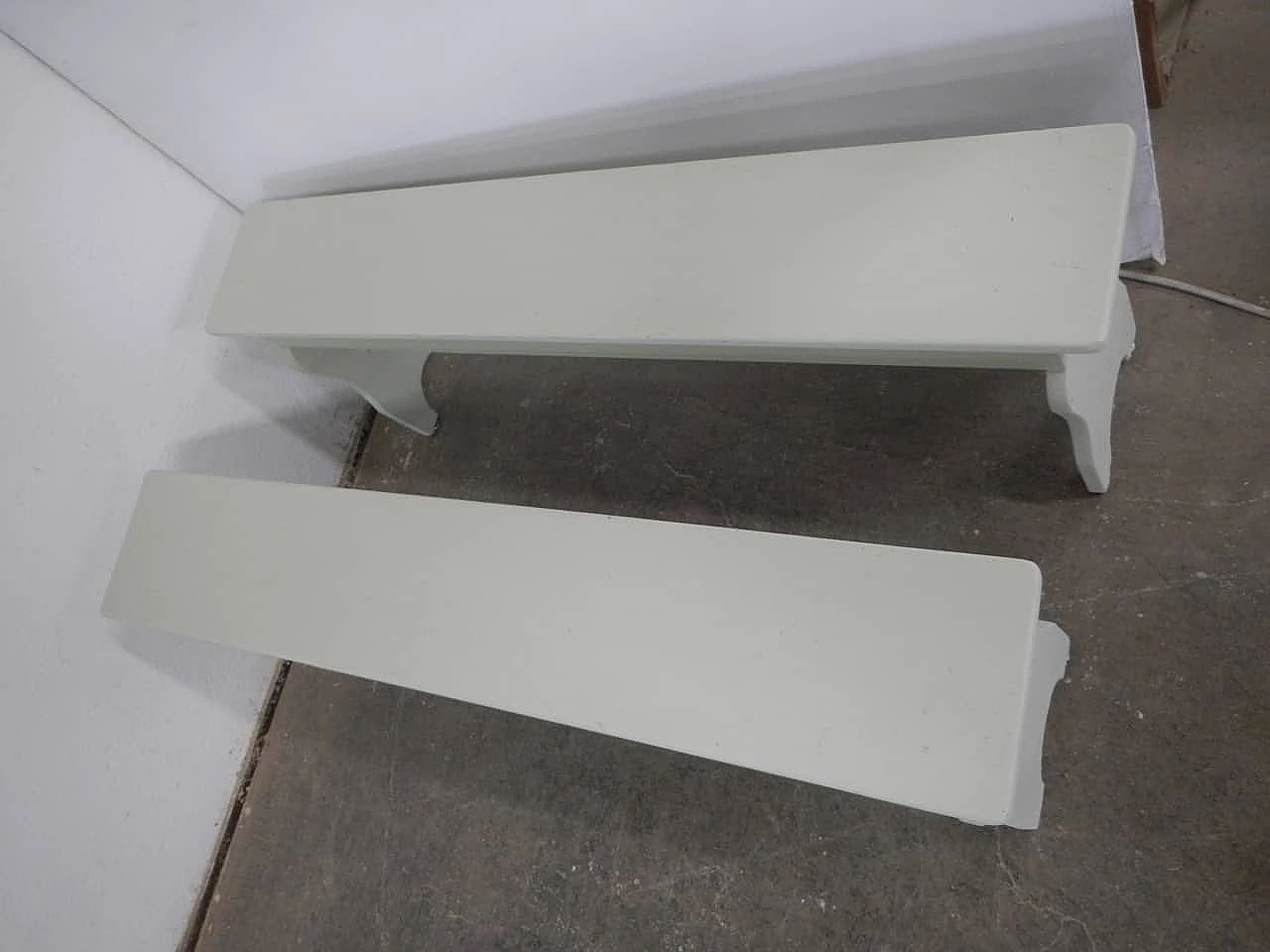 Coppia di panchine da asilo in abete, anni '70 4