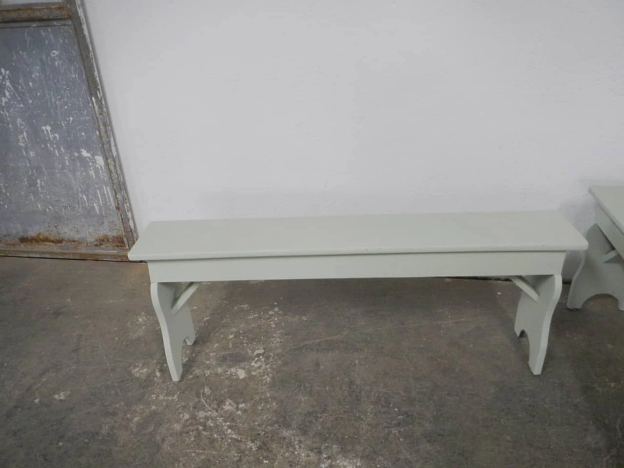 Coppia di panchine da asilo in abete, anni '70 5