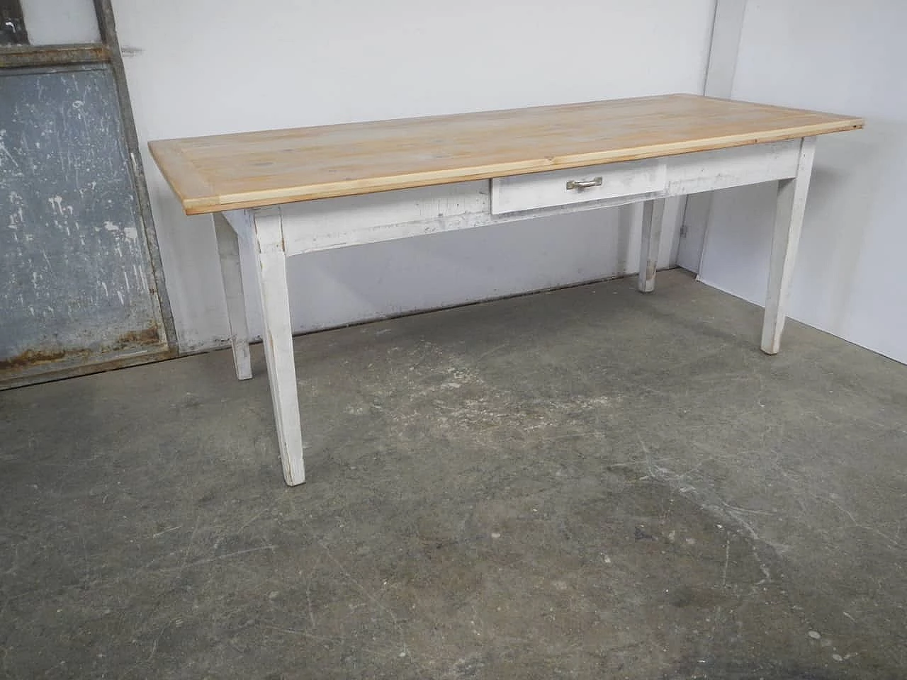 Natural and coloured fir wood table, 1970s 1