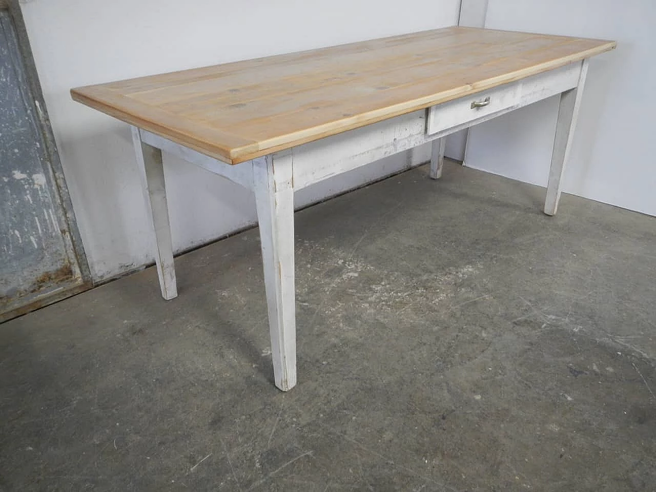 Natural and coloured fir wood table, 1970s 2