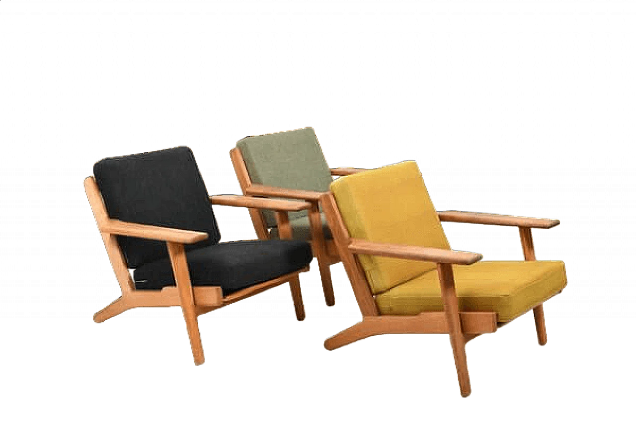 3 GE-290 armchairs by Hans J. Wegner for Getama, 1950s 16
