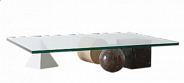 Metafora #1 marble and glass coffee table attributed to Lella and Massimo Vignelli for Casigliani, 1980s