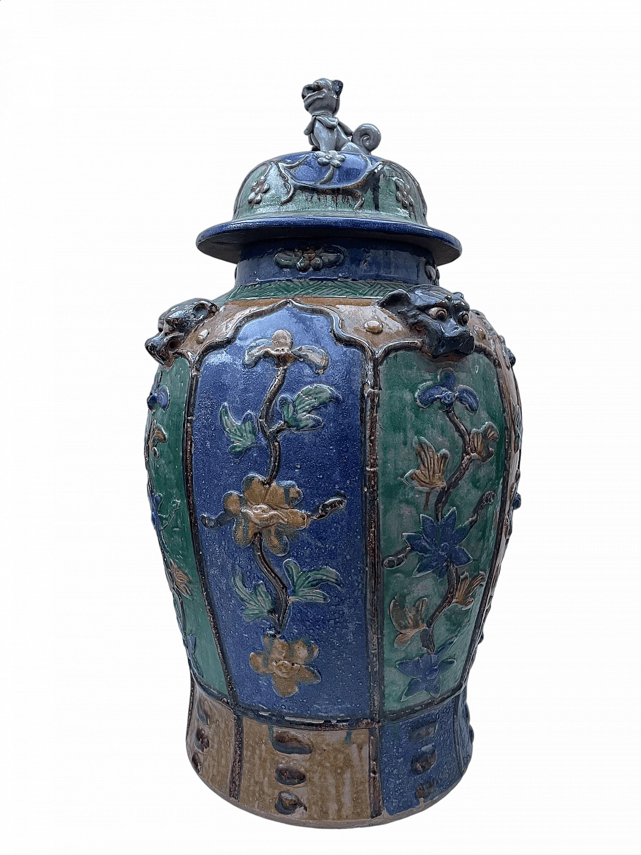 Chinese Sancai glazed earthenware vase, late 19th century 8