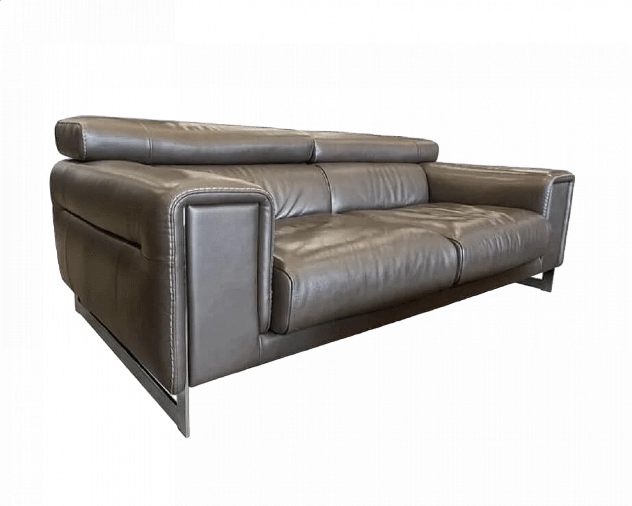 Brown leather and metal Etoile 2623 sofa by Natuzzi 15
