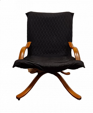 Poltrona in tessuto, legno e metallo di Ligne Roset, anni '70