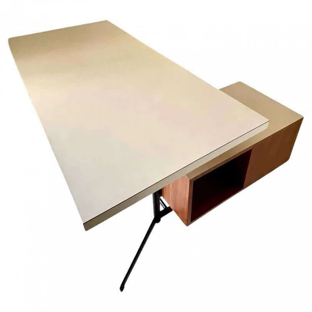 Steel desk with wood veneer and laminate top by Osvaldo Borsani for Tecno, 1960s 5