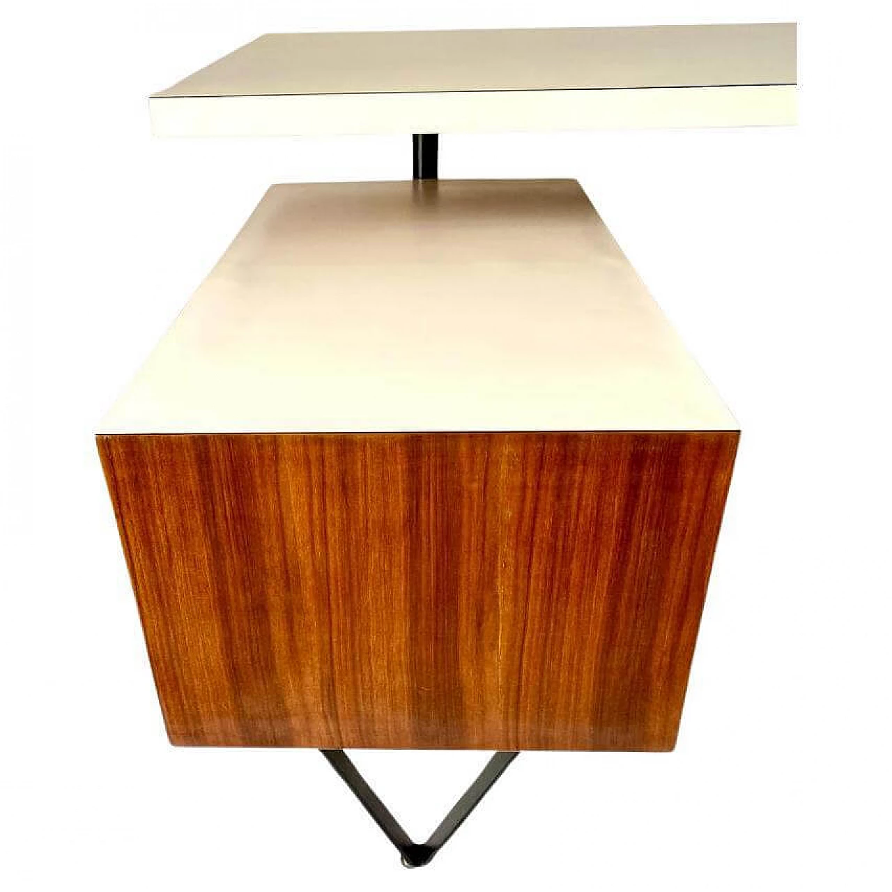 Steel desk with wood veneer and laminate top by Osvaldo Borsani for Tecno, 1960s 11