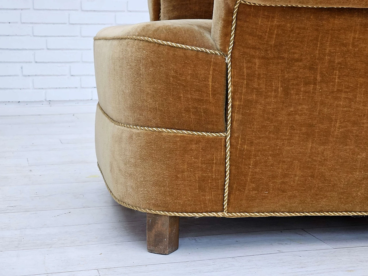 Danish recliner chair in green velvet, 1960s 13