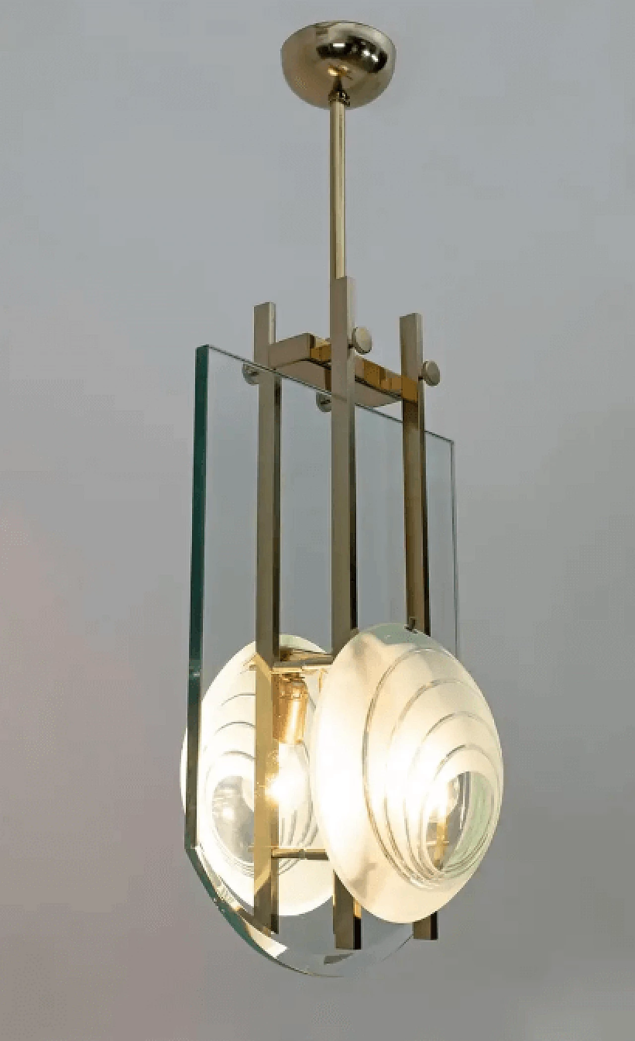 Brass and crystal pendant by Gallotti & Radice, 1970s 2
