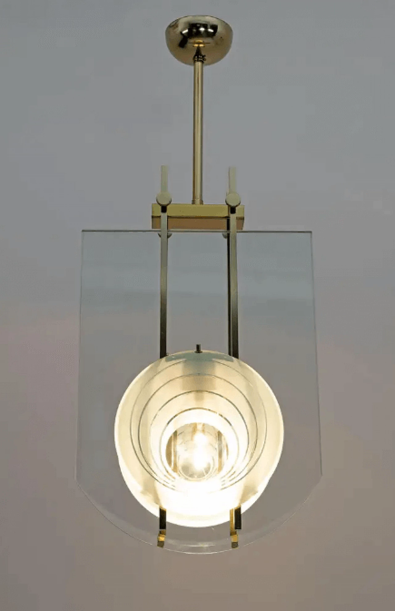 Brass and crystal pendant by Gallotti & Radice, 1970s 5