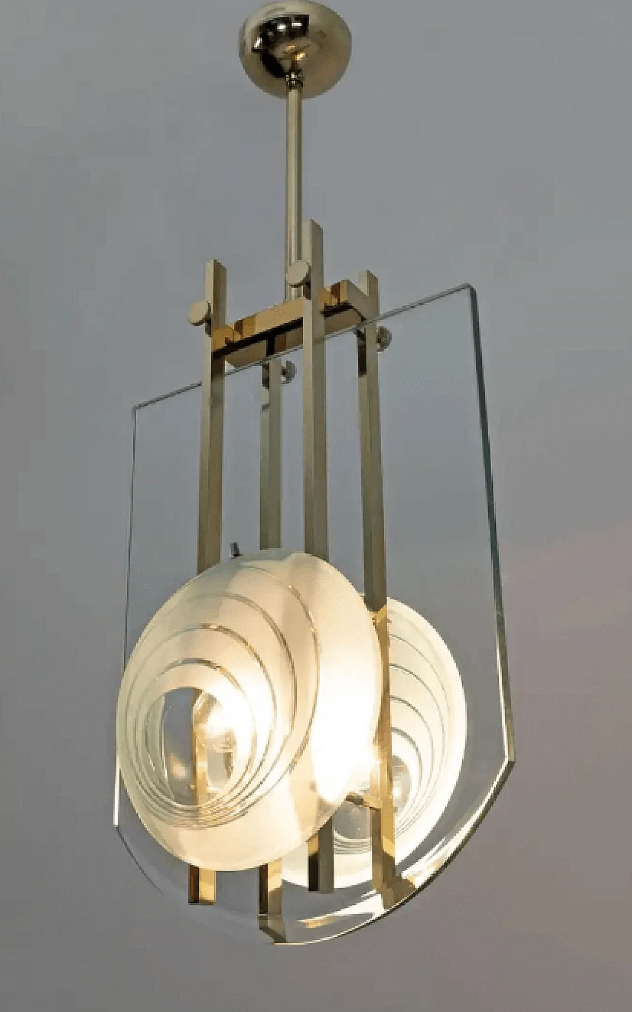 Brass and crystal pendant by Gallotti & Radice, 1970s 7