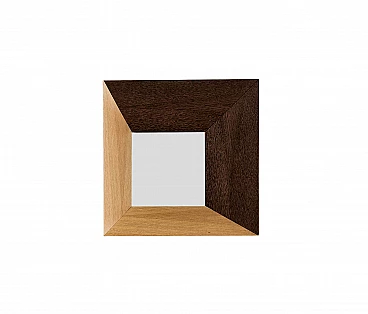 Sguardi square mirror with oak frame by Rubelli