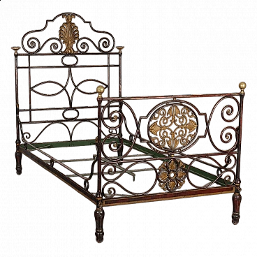 Restoration bed in red lacquered wrought iron, second quarter 19th century