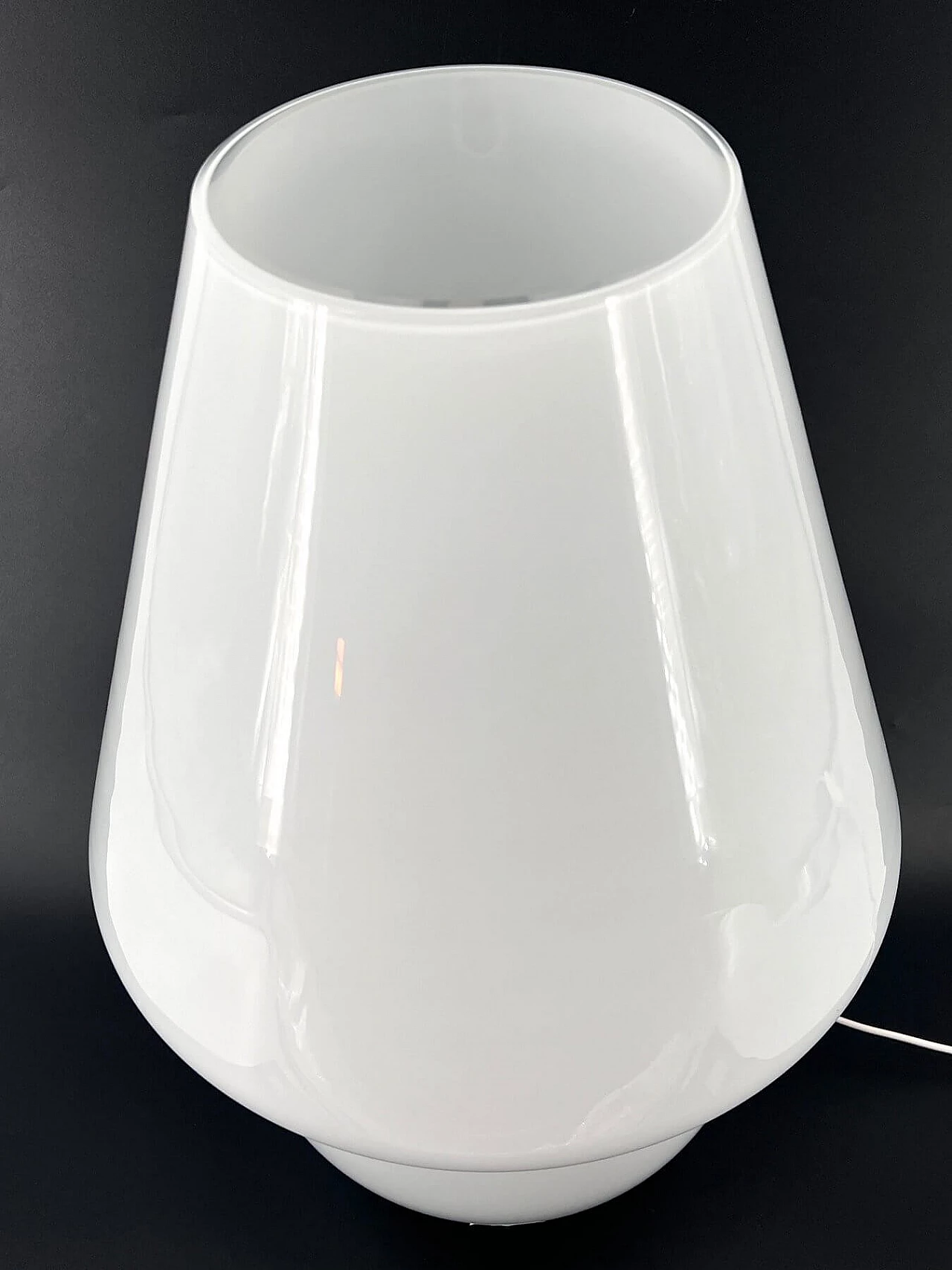 Lampada da tavolo in vetro di Murano bianco lucido 2