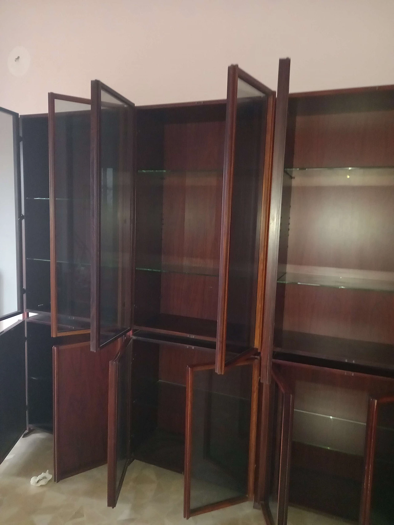 Libreria GS in legno e cristallo di G. Songia per Sormani, anni '70 2