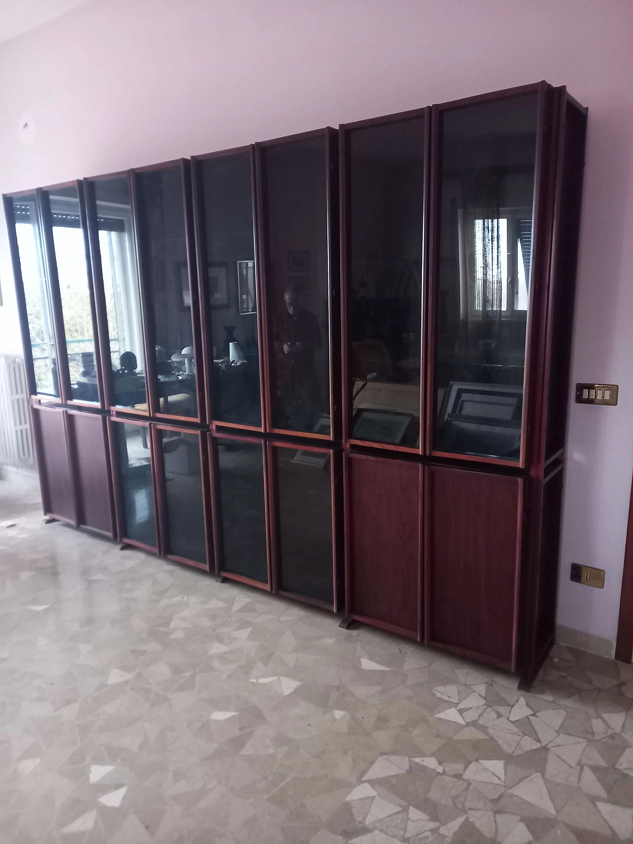 Libreria GS in legno e cristallo di G. Songia per Sormani, anni '70 3