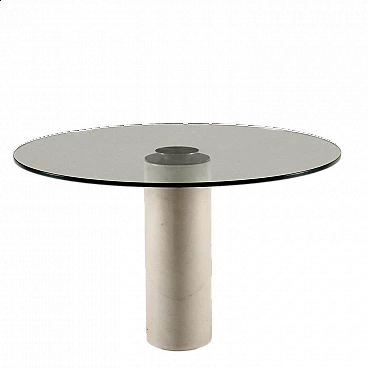 M4 table in white marble and crystal by Angelo Mangiarotti for Skipper, 1980s