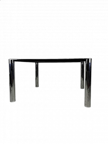 Chromed metal and glass dining table by Sergio Mazza and Giuliana Gramigna for Cinova, 1960s