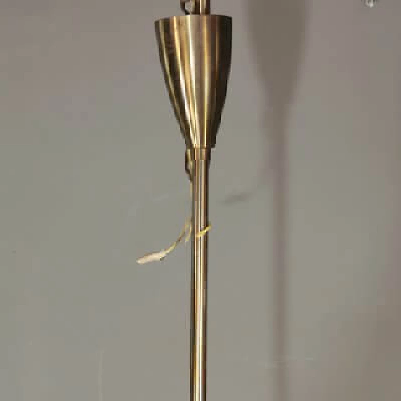 Brass and black metal chandelier by Oscar Torlasco for Lumi, 1950s 2