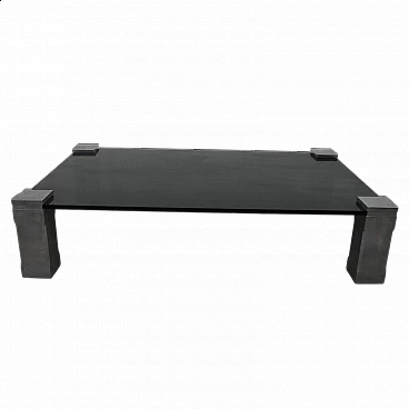 Steel coffee table with smoked glass top, 1970s