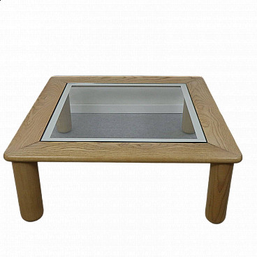 Oak and glass coffee table by Afra and Tobia Scarpa, 1980s