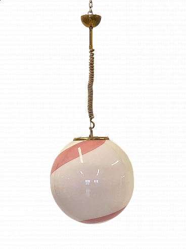 White and pink Murano glass chandelier, 1970s