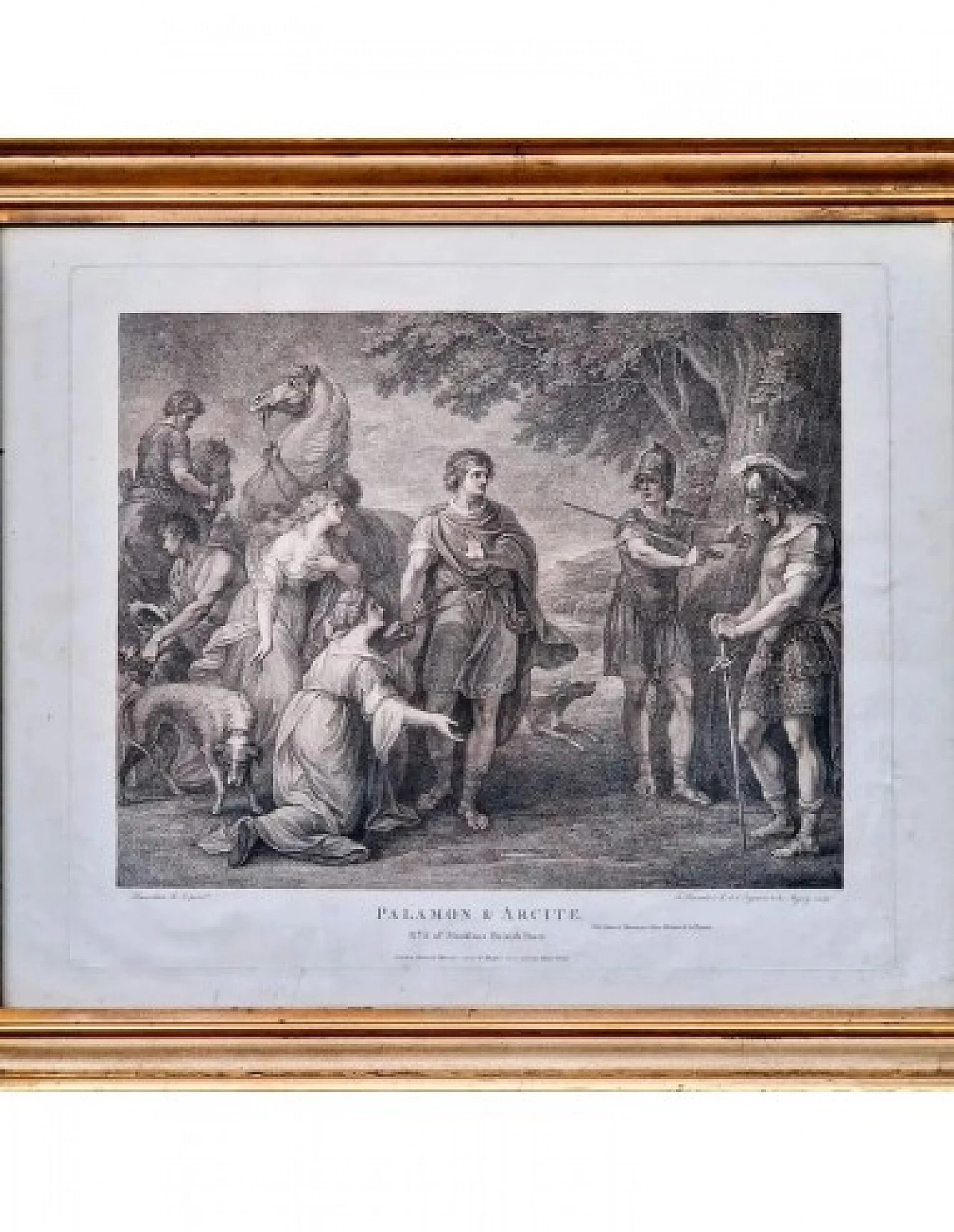 Palamone and Arcite, engraving by Francesco Bartolozzi, '700 2