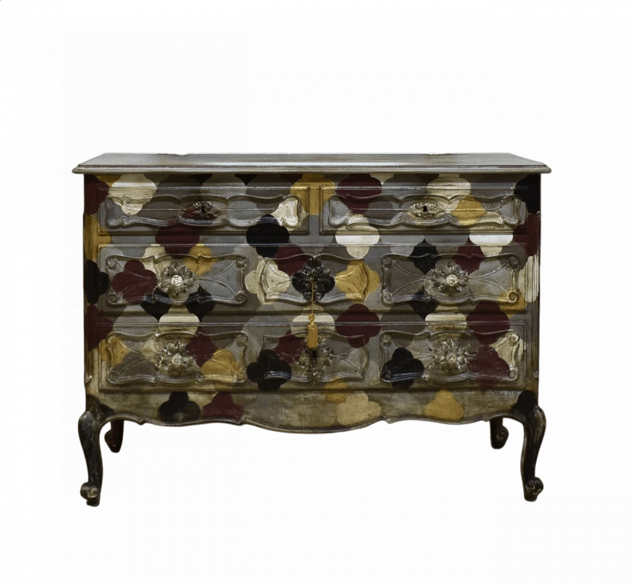 Lacquered chest of drawers in Baroque style, 1950s 12