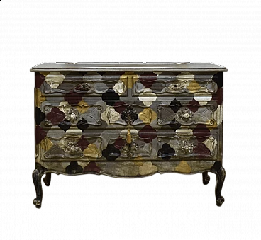 Lacquered chest of drawers in Baroque style, 1950s
