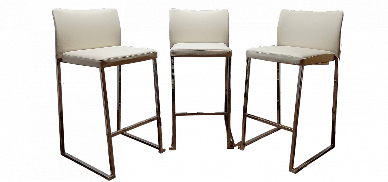 3 Sgabelli Brand 912 in pelle martellata beige di Martin Ballendat per Tonon 177