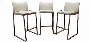 3 Sgabelli Brand 912 in pelle martellata beige di Martin Ballendat per Tonon