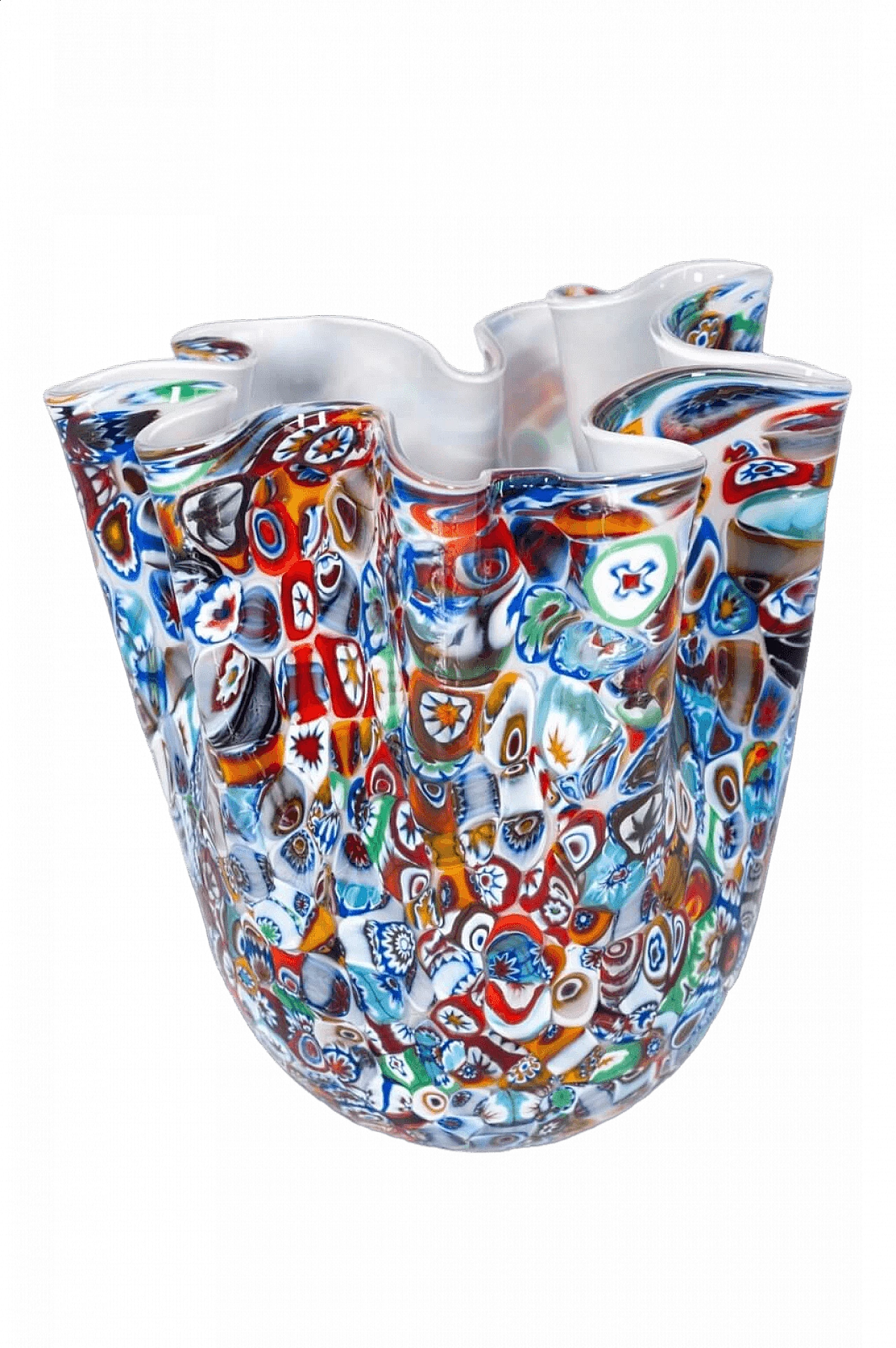 Murano glass Fazzoletto vase with millefiori murrine 5