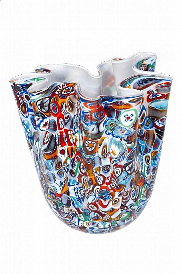 Vaso Fazzoletto in vetro di Murano con murrine millefiori