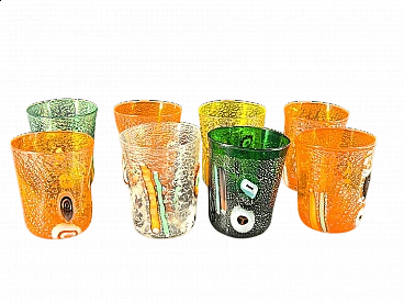 8 Bicchieri Goti in vetro di Murano a murrine, anni 2000