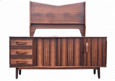 Scandinavian-style rosewood sideboard with display shelf, 1970s