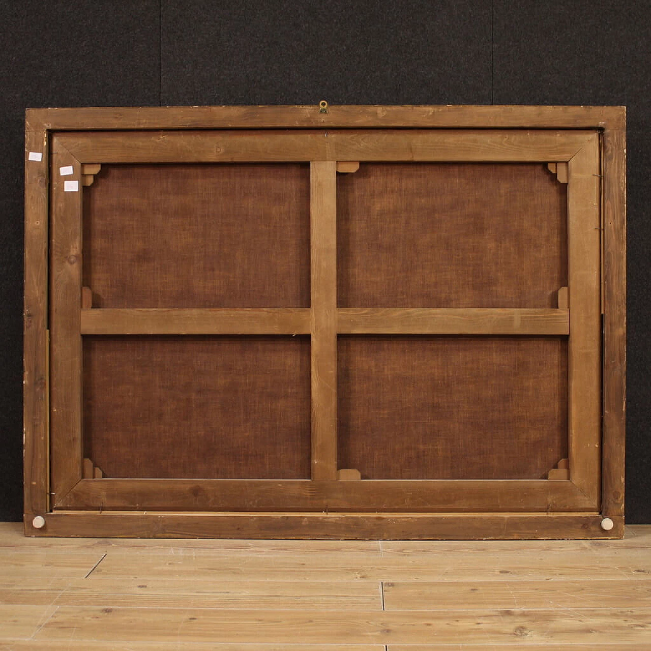 Paesaggio innevato con fucina del maniscalco, dipinto a olio su tela, prima metà del '700 6