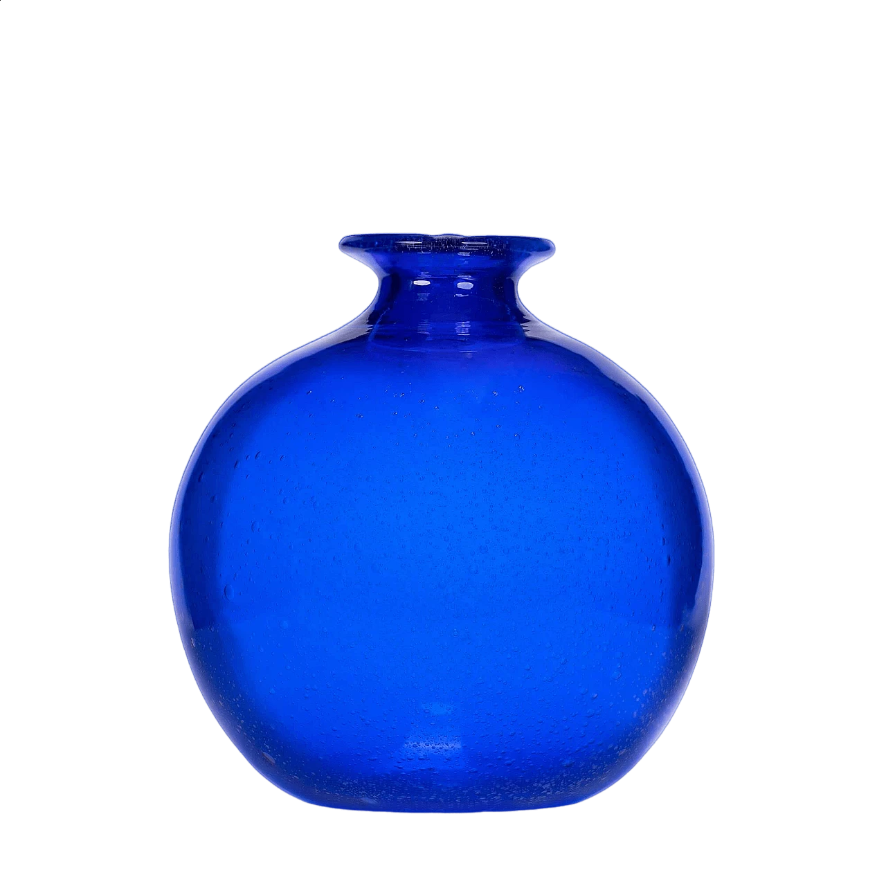 Vaso in vetro di Murano blu con lavorazione a micro bolle 6