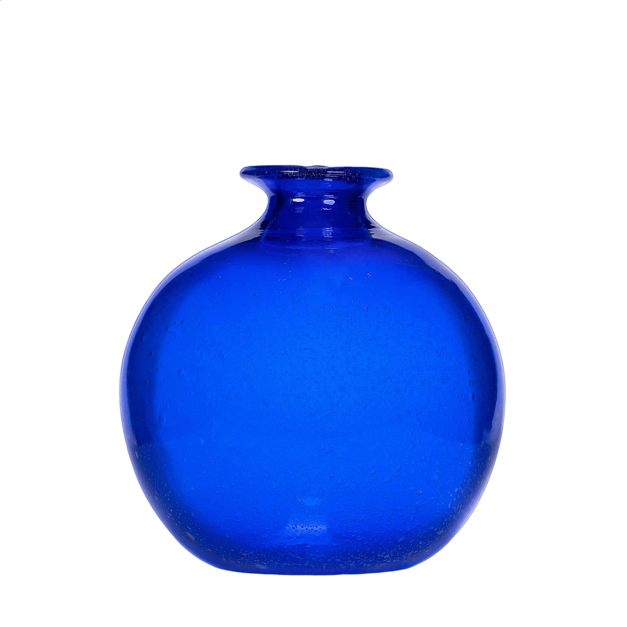 Blue Murano glass vase with micro bubble work 6