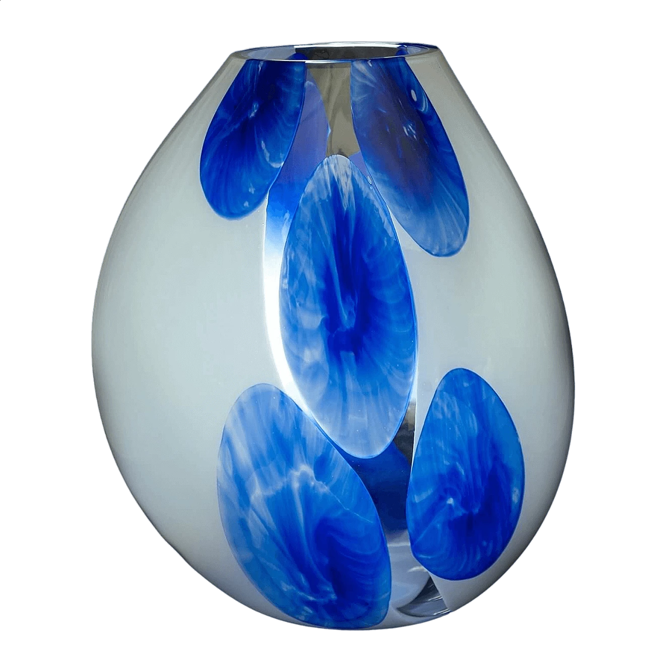 Lampada da tavolo in vetro di Murano bianco e blu 8